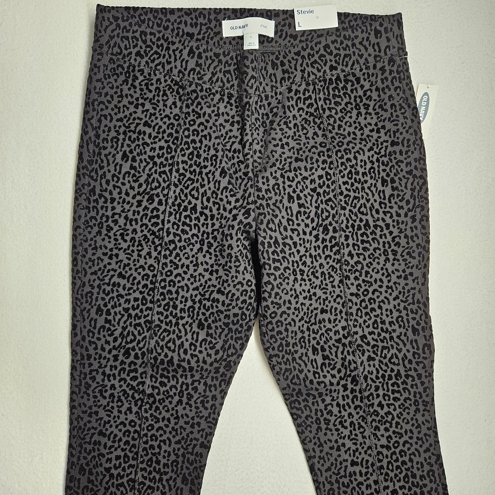Old Navy Stevie High Rise Legging Pant Black Leopard Womens Large L New NWT